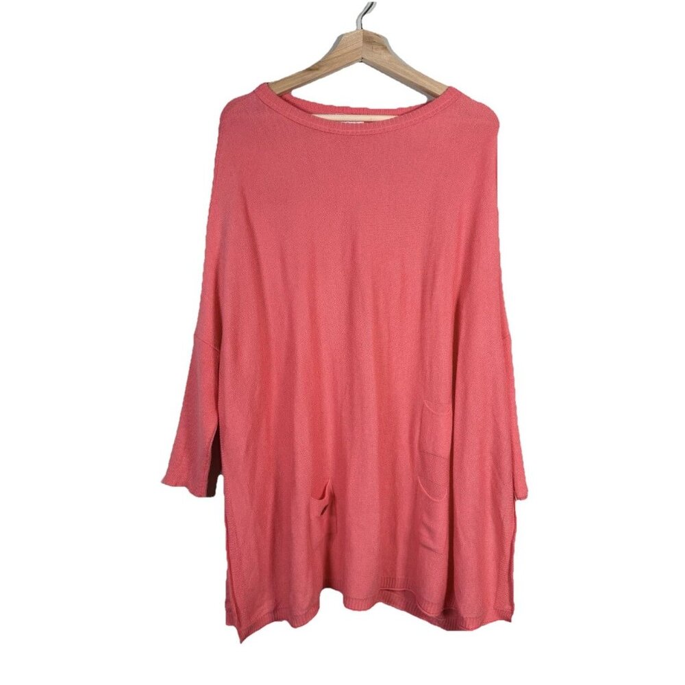 Mer Sea‎ Catalina Travel Sweater Womens One Size Coral Pink Lagenlook Resortwear